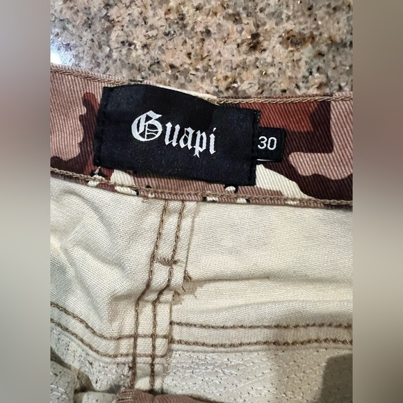 Guapi Shorts Mens 30 Brown Camo Distressed Ripped Urban Streetwear NWT - Picture 7 of 9